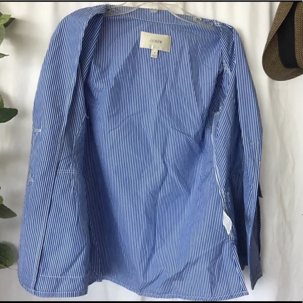 J. Crew Blue White Striped Classic Blazer Size 6